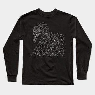 Geometric Black Swan Outline Long Sleeve T-Shirt